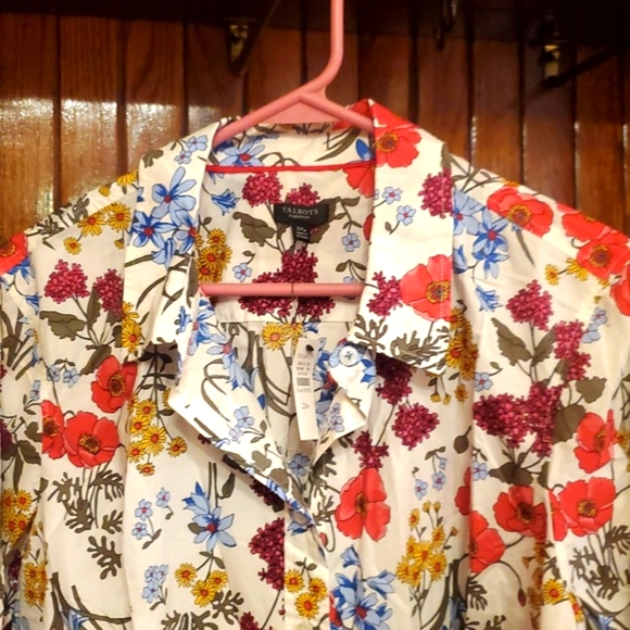TALBOTS SIZE 2X Floral Print Women's Shirt - Picture 4 of 6